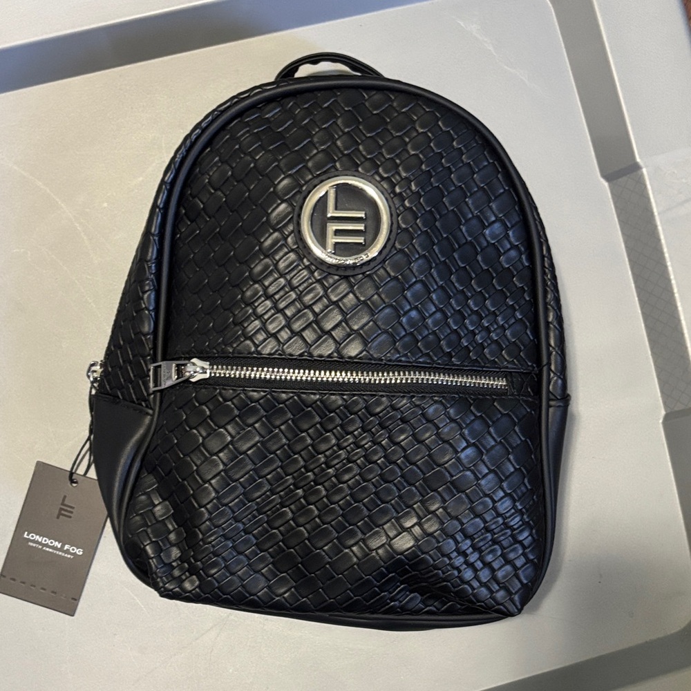 London Fog Black Textured Backpack